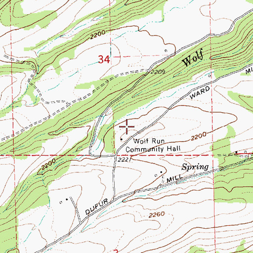 Topographic Map of Wolf Run, OR