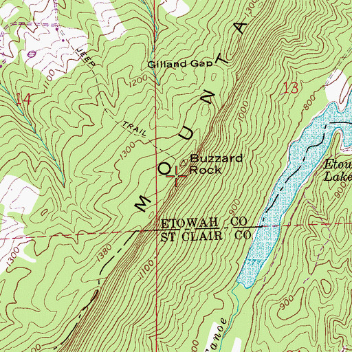 Topographic Map of Buzzard Rock, AL