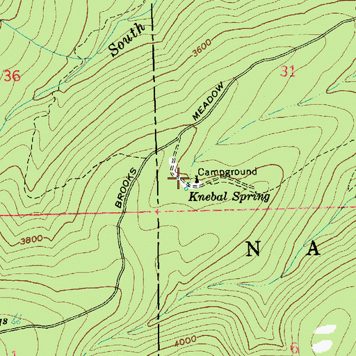 Topographic Map of Knebal Spring Recreation Site, OR