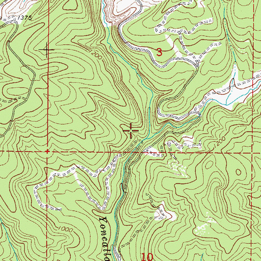 Topographic Map of West Fork Yoncalla Creek, OR