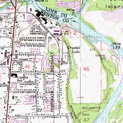 Topographic Map of Crystal Lake Masonic Cemetery, OR