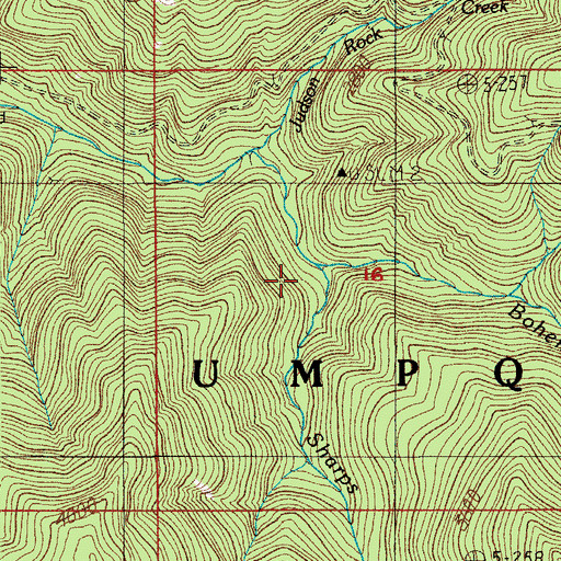 Topographic Map of Puddin Creek, OR
