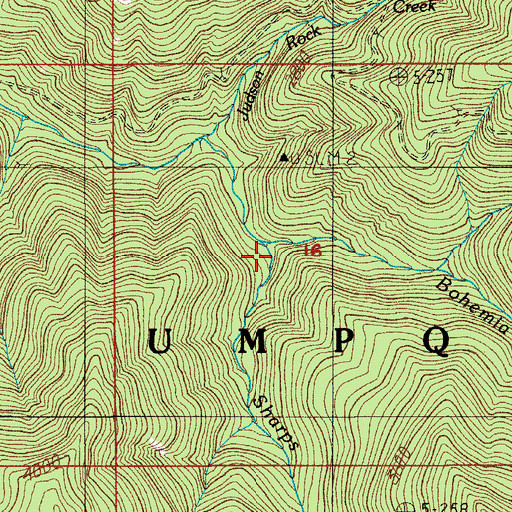 Topographic Map of Bohemia Creek, OR