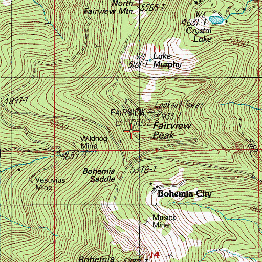 Topographic Map of Bohemia (historical), OR