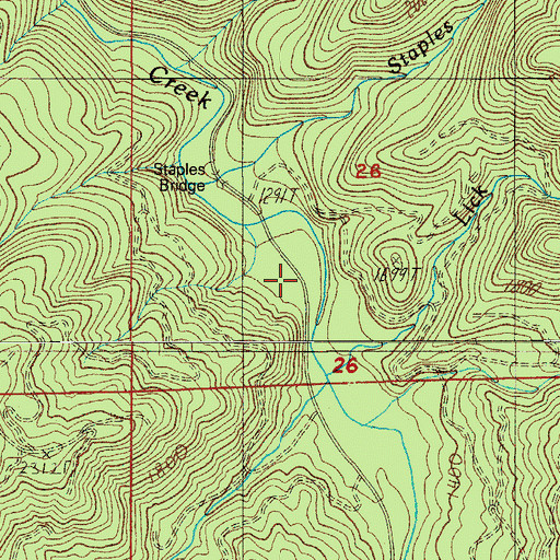 Topographic Map of Sharps Creek Recreation Area, OR