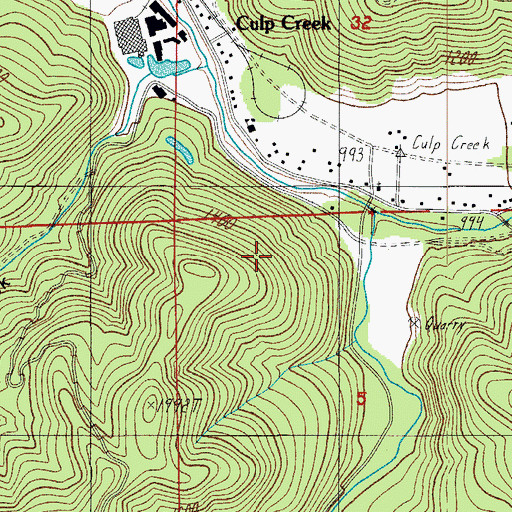 Topographic Map of Red Bridge (historical), OR