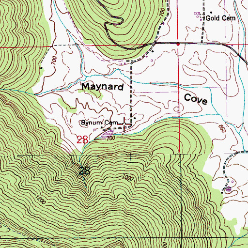Topographic Map of Bynum Cemetery, AL