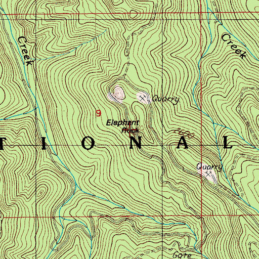Topographic Map of Elephant Rock, OR