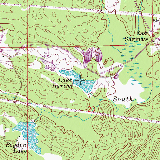 Topographic Map of Lake Byram, AL