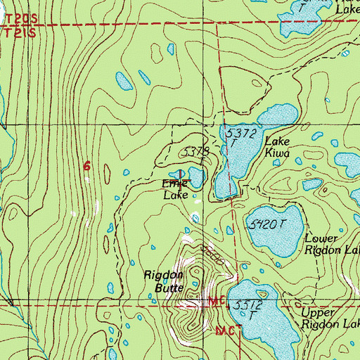 Topographic Map of Ernie Lake, OR