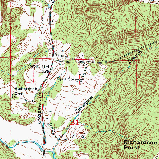 Topographic Map of Byrd Cemetery, AL