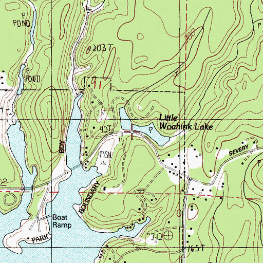 Topographic Map of Little North Woahink Lake, OR