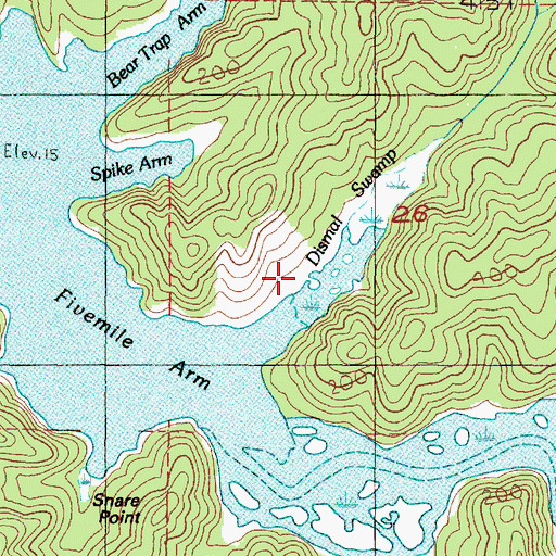 Topographic Map of Dismal Swamp, OR