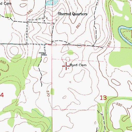 Topographic Map of Byrd Cemetery, AL