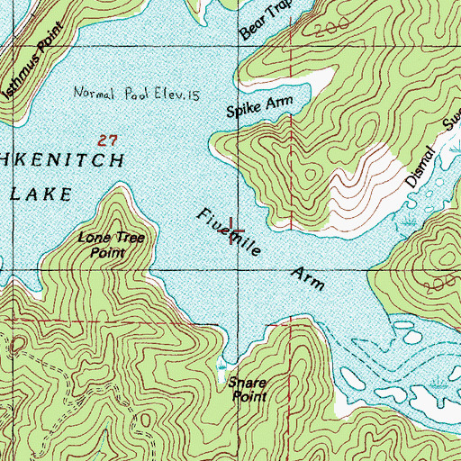 Topographic Map of Five Mile Arm, OR