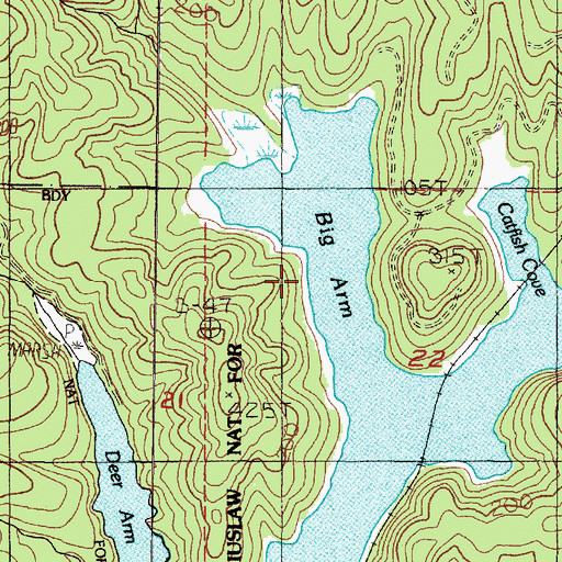 Topographic Map of Big Arm, OR