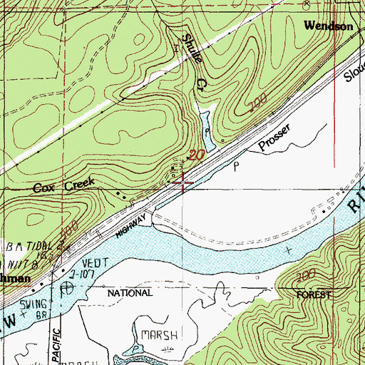 Topographic Map of Prosser Slough, OR