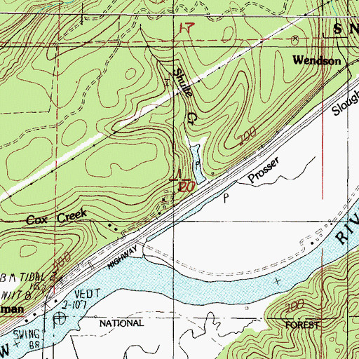 Topographic Map of Shulte Creek, OR