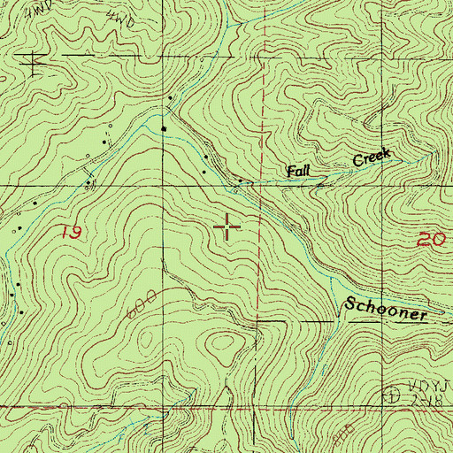 Topographic Map of Fall Creek, OR
