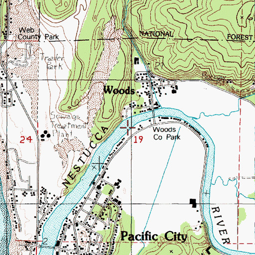 Topographic Map of Woods County Park, OR
