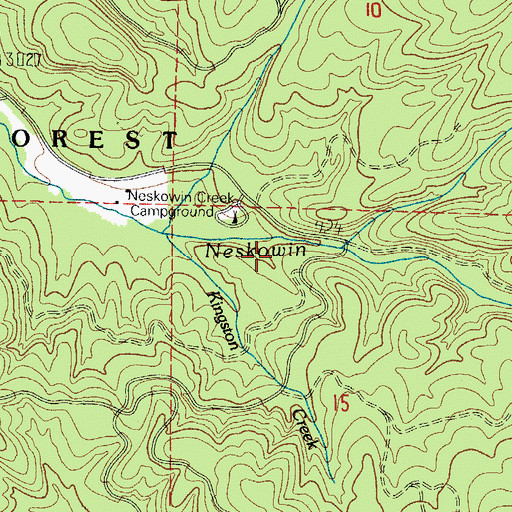 Topographic Map of Sutton Creek, OR