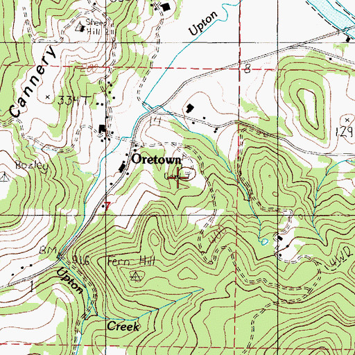 Topographic Map of Oretown Cemetery, OR