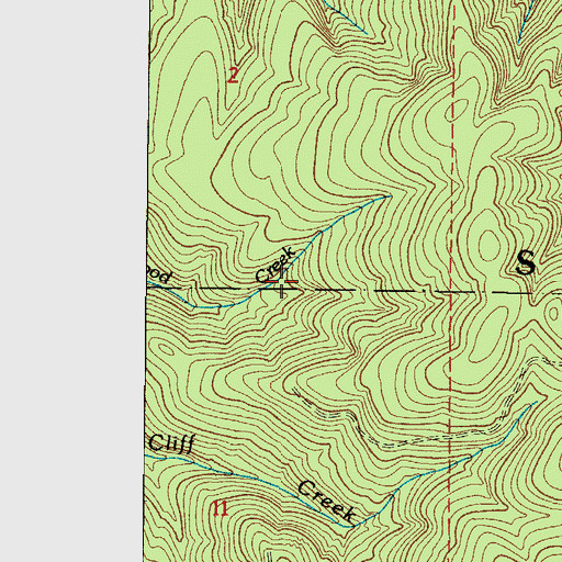 Topographic Map of Chitwood Falls, OR