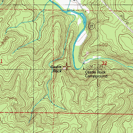 Topographic Map of Castle Rock, OR