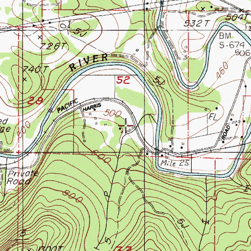 Topographic Map of Miller Creek, OR