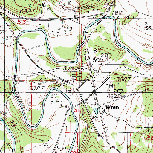 Topographic Map of Wren Cemetery, OR