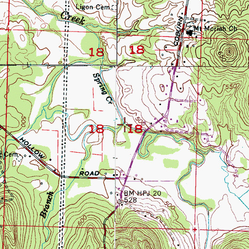 Topographic Map of Cabin Branch, AL