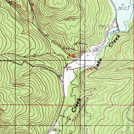 Topographic Map of Pucker Creek, OR