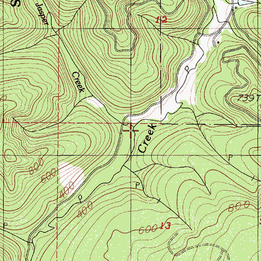 Topographic Map of Jasper Creek, OR