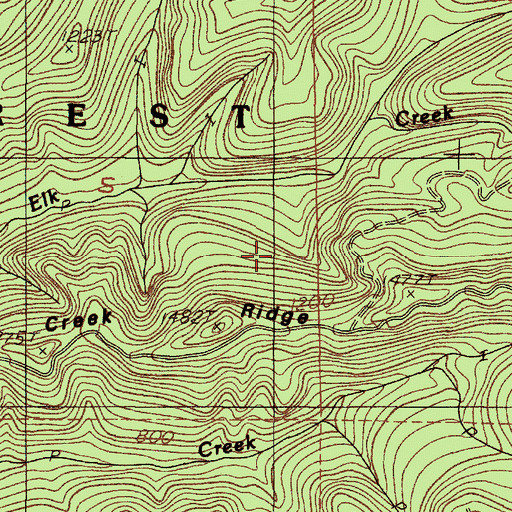 Topographic Map of Buck Creek Ridge, OR