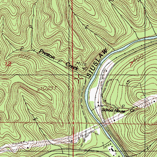 Topographic Map of Preston Creek, OR