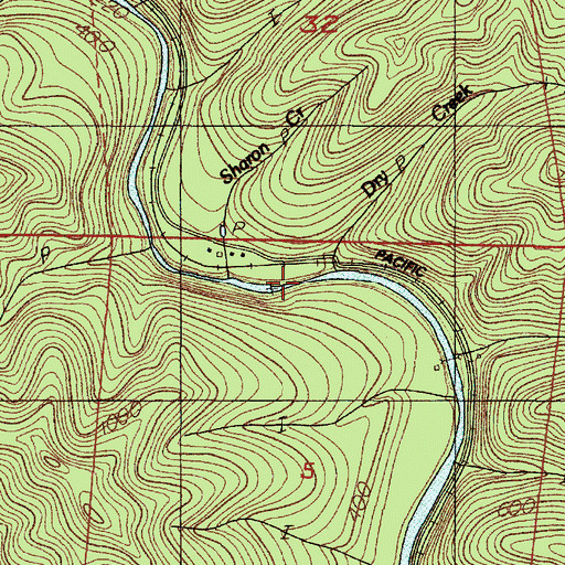 Topographic Map of Dry Creek, OR
