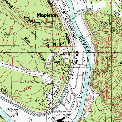 Topographic Map of Independent Order of Odd Fellows - Mapleton Lodge 3139 Cemetery, OR