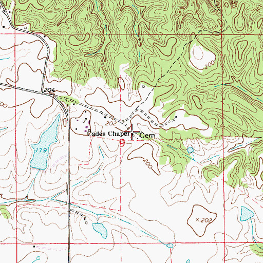 Topographic Map of Cades Chapel, AL