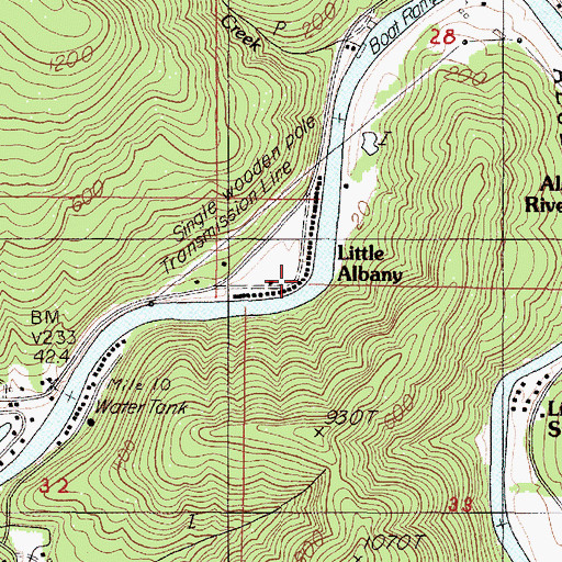 Topographic Map of Little Albany, OR