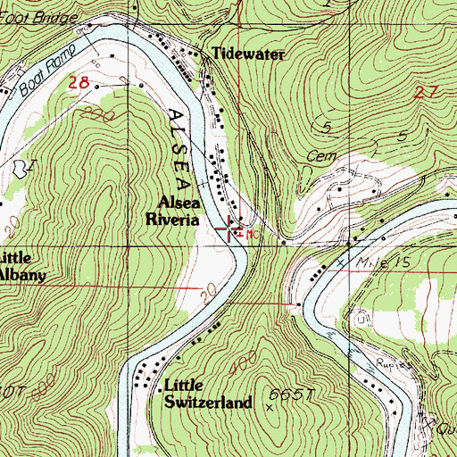 Topographic Map of Alsea Rivera, OR