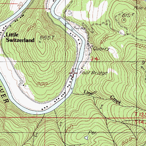 Topographic Map of Line Creek, OR