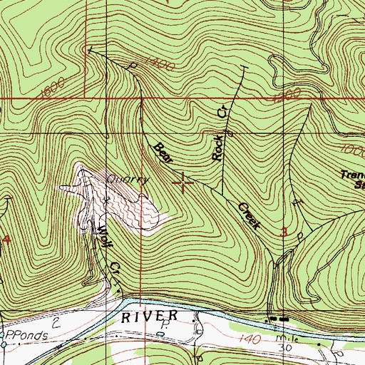 Topographic Map of Rock Creek, OR
