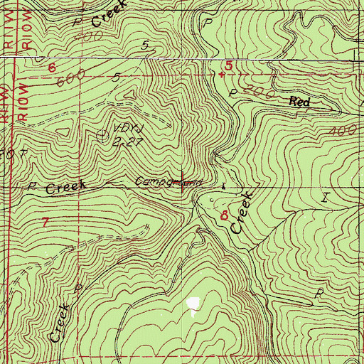 Topographic Map of Canal Creek Recreation Site, OR