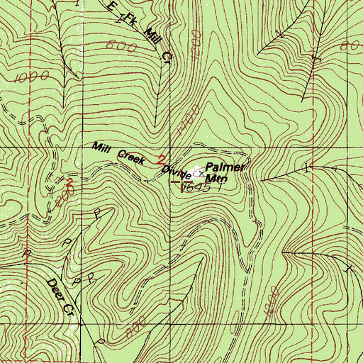 Topographic Map of Palmer Mountain, OR
