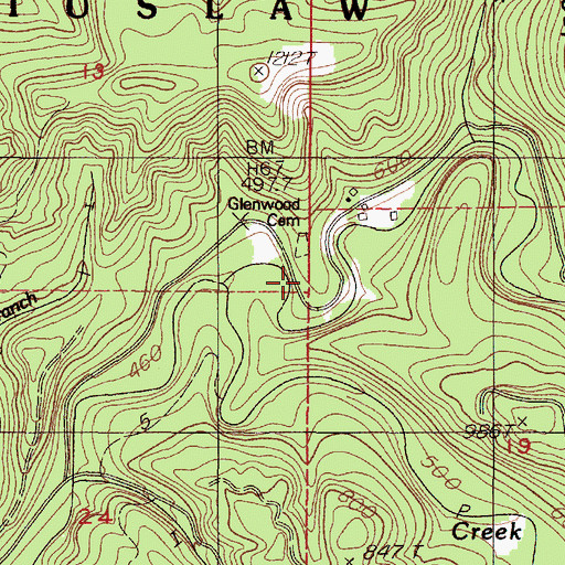 Topographic Map of Glenwood Cemetery, OR