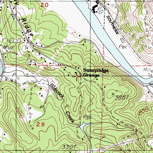 Topographic Map of Sunnyridge, OR