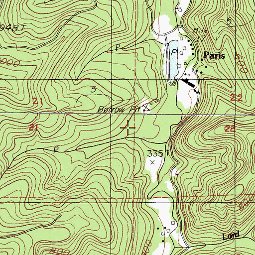 Topographic Map of Woosley Creek, OR
