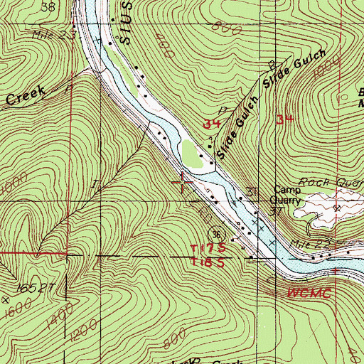 Topographic Map of Slide Creek, OR