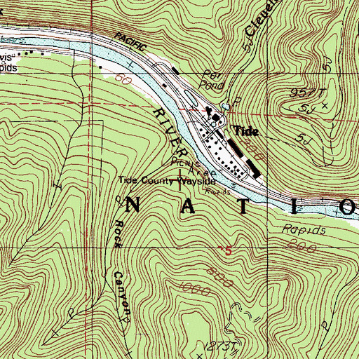 Topographic Map of Tide Wayside, OR