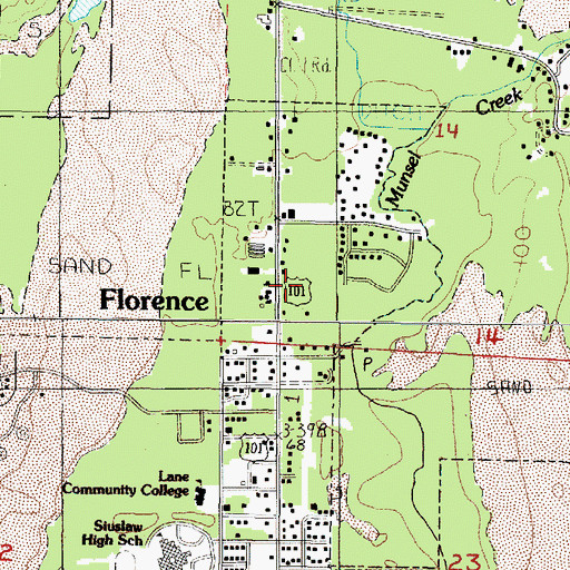 Topographic Map of Central Coast Ranger District-Florence Office, OR